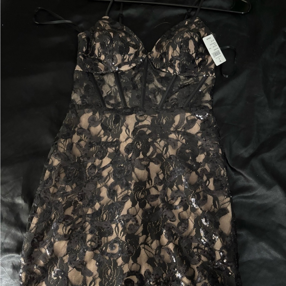 Windsor Black Sequin Lace Dress